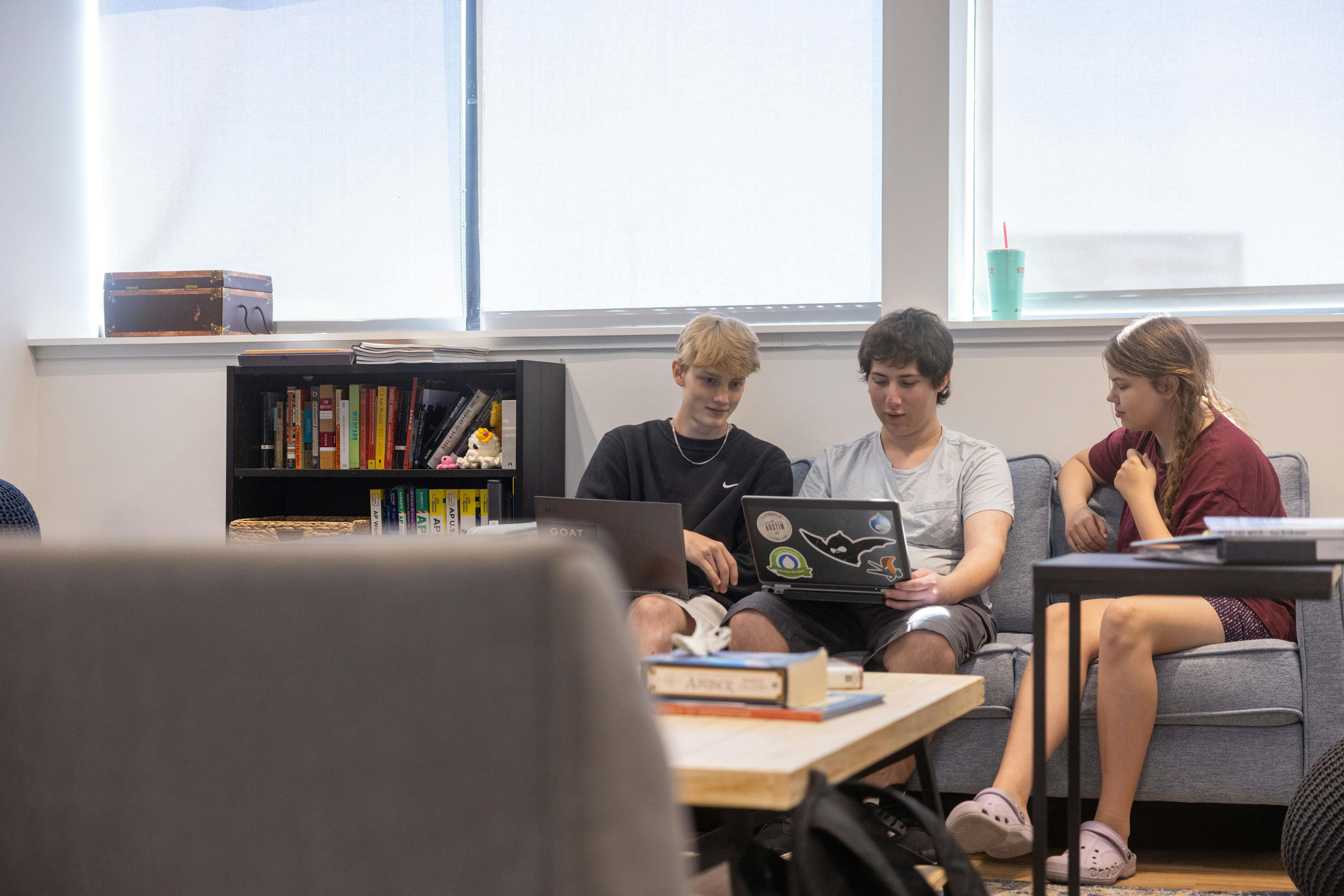 High School students work together on projects.