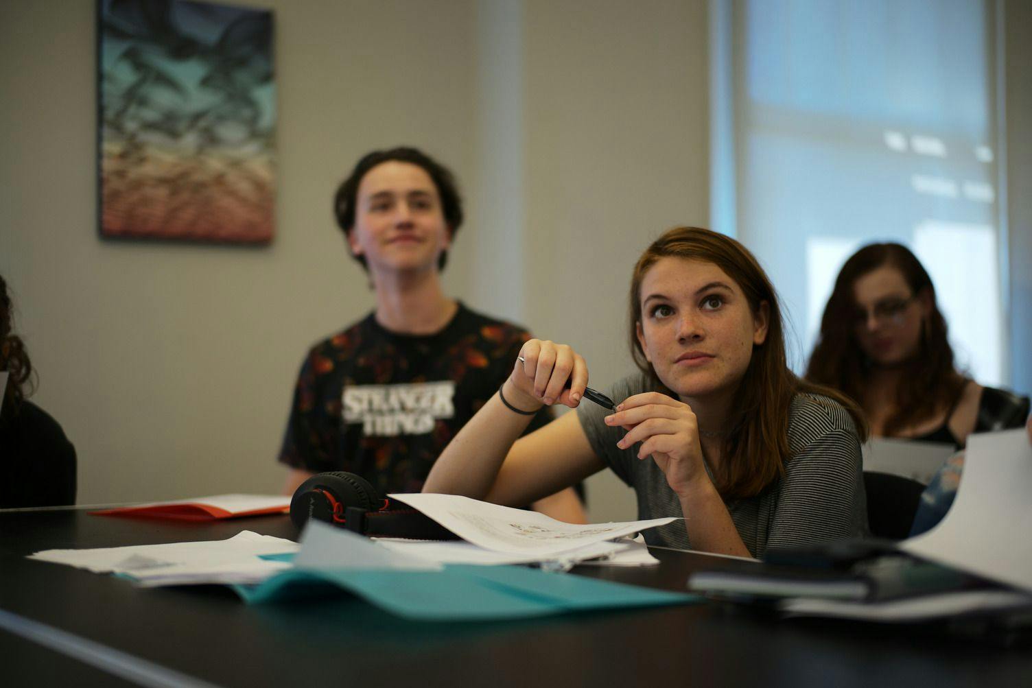 ati museum mile students sitting in class observing their guide